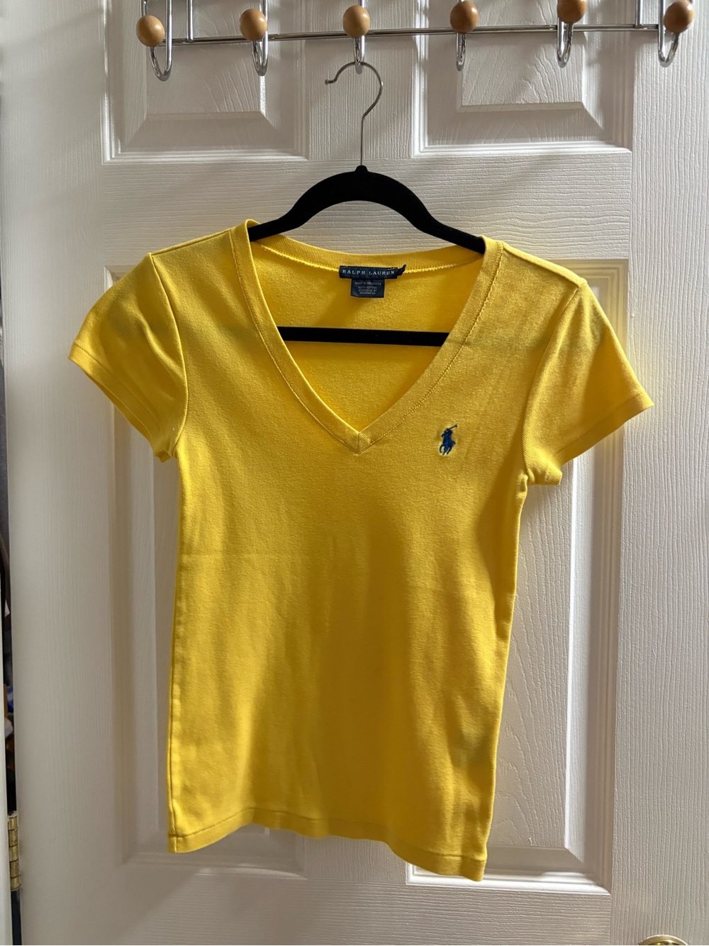 Ralph Lauren Bright Yellow V-Neck Polo Logo Tee